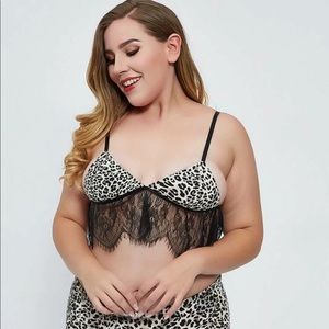 Matching Pajama Set Leopard Bralette & Shorts NWT
